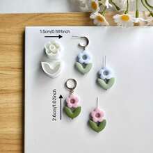 Flower Shaped Polymer Clay Earring Cutter With Hole Punch, High Precision Drilled Clay Mold For Earrings, Brooches, Pendants, Polymer Clay Or Ceramic Arts - White - View 3