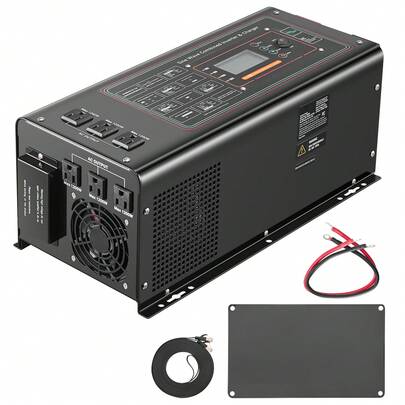 Pure Sine Wave Inverter Charger, 3000 Watt, DC 24V To AC 120V Power Inverter With LCD Display, Remote Control, Solar Inverter For Off-Grid Solar RV Boat Home, Compatible With Various Batteries