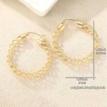 Khuyên tai vòng bằng đồng rỗng kiểu cổ điển, trang sức tinh tế - Món quà hoàn hảo dành cho nàng. - Vàng - Xem 6