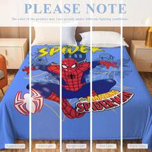This Is A Marvel Spider-Man Themed Flannel Blanket. The Main Design Is The Classic Red And Blue Spider-Man Suit, With A Blue Background. It Has The Features Of Warmth And Softness, And Can Be Used As A Sofa Cover, Nap Blanket, Or Bedding Decoration. - Multicolor - View 9