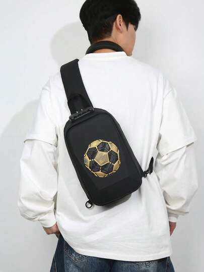 1pc Mini 3D Football Print Anti-Theft Lock Design Casual Business Messenger Bag, Unisex, Portable For Work, Travel, Shopping, Suitable As Gift For Family, Friends, Lover, Ideal For Valentine's Day