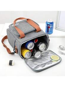 时尚保温冷藏包] 大容量单件装保温野餐冷藏包 - 双层，时尚斜挎，加厚保温午餐包，带肩带的户外食品保鲜手提包 - 單層 - 查看 5