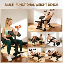 Multi-Functional Gym Bench, Adjustable Weight Bench, Roman Chair With Adjustable Backrest, Versatile Fitness Equipment For Hyper Back Extension, Adjustable Situp, Decline, Flat Bench - Black - View 5