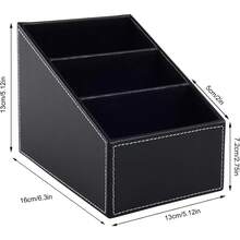 Organizador Multifuncional de Piel PU, con 3 Compartimentos, Soporte para Control Remoto, Joyería, Maquillaje, Papelería y Accesorios de Oficina, Ideal para Mesita de Noche, Escritorio y Sala de Estar - 1 - Ver 3