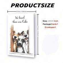 1pc Funny Dog Birthday Card , Cute Dog Illustration, Includes Envelope (Single Card) - 18*13cm - View 2