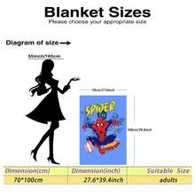 This Is A Marvel Spider-Man Themed Flannel Blanket. The Main Design Is The Classic Red And Blue Spider-Man Suit, With A Blue Background. It Has The Features Of Warmth And Softness, And Can Be Used As A Sofa Cover, Nap Blanket, Or Bedding Decoration. - Multicolor - View 17