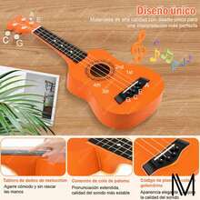Kit De Ukelele Soprano Acústico Madera Universal 21pulgadas Con Afinador, Gurkitsy® Ukulele 4 Cuerda 21in Concierto Acustico Con Afinador Electrónico, Correa, Bolsa 15pcs Accesorio Para Adulto Y Niños - Naranja Coral - Ver 2