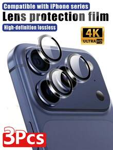 3pcs Camera Lens Protector Compatible With IPhone 17 Pro/17 Pro Max/16 Pro/16 Pro Max/15 Pro/15 Pro Max/14 Pro/14 Pro Max/13 Pro/13 Pro Max/12/11 Pro Max, Military Grade 9H+ Ultra High Hardness Explosion-Proof, Ultra HD, Individual Lens Protection, Scratch-Resistant, Compatible With Phone Cases And Accessories, Transparent - Clear - View 25