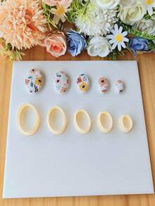 5 piezas Juego de cortadores de arcilla polimérica con formas geométricas irregulares, óvalo, rombo redondeado, triángulo, forma orgánica, moldes de arcilla suave minimalistas para pendientes DIY, colgantes, broches y herramientas manuales de cerámica - Naranja - Ver 12