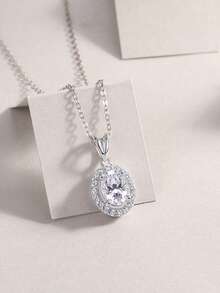 Dây chuyền bạc 925 đính đá Moissanite, mặt dây chuyền tối giản không gây dị ứng, món quà sang trọng cho Ngày Valentine, Ngày của Mẹ, Sinh nhật, Bạn gái, Vợ, Mẹ (Kèm hộp quà) - Bạc - Xem 5