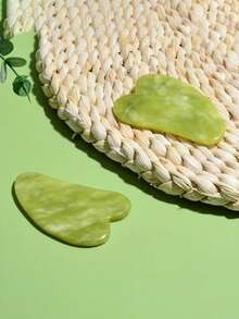 天然石刮痧板，绿色刮痧板，手工天然石刮痧板 - 传统刮痧工具，面部及身体按摩器，面部护理工具，男女皆宜的自理礼品 - 彩色 - 查看 7