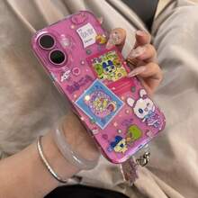 Japanese Cute Anime Cartoon Glitter Mobile Phone Case For 17 16 15 14 13 12 11 Pro MAX Plus Y2K Kawaii Cover - A - Xem 6