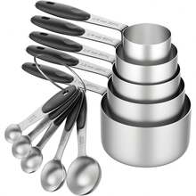 Measuring Cup And Spoon Set, Stainless Steel Measuring Cup And Spoon With Silicone Handle, Measuring Spoon Set, Graduated Measuring Cup And Spoon Combo, Suitable For Dry And Liquid Ingredients - Kitchen Supplies - Baking Tools - Multicolor - View 9