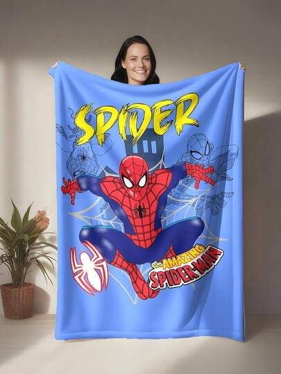  This Is A Marvel Spider-Man Themed Flannel Blanket. The Main Design Is The Classic Red And Blue Spider-Man Suit, With A Blue Background. It Has The Features Of Warmth And Softness, And Can Be Used As A Sofa Cover, Nap Blanket, Or Bedding Decoration.