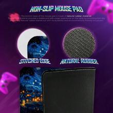 梵高星空主题游戏鼠标垫/桌垫 - 防滑橡胶底座，长方形设计，适用于电脑，呈现蓝黄相间的旋转夜空艺术图案，适合家庭办公室使用 - 查看 4