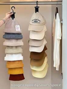 1 Set 8 Clip Baseball Cap Organizer - Grau und Schwarz Wandmontage/Kleiderschrank Hänge Mützenhalter, hält 8 Mützen, hochwertige Klammer Mützenlagerung, Kleiderschrank Accessoire und praktische Dekoration für Mützensammler und Modebegeisterte - Verschiedenfarbig - Übersicht 13