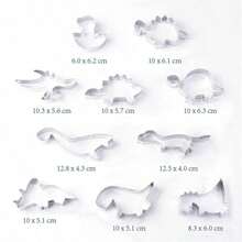 10pcs Dinosaur Shaped Cookie Cutter Set, Baking Mold Fruit & Vegetable Mold Baking Tools - Original Color Of Stainless Steel - View 9