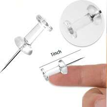 50/100/200pcs Transparent Promotion - Plastic Flat-Head Thumb Nails, Steel Tip, Suitable For Bulletin Boards, Offices, Homes, Photos, Calendars, And Map Displays - Transparent - View 4