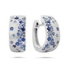 Orecchini a cerchio di lusso alla moda in argento, adatti per le donne, impreziositi da zirconi cubici blu, accessorio affascinante per celebrazioni e feste, anche un ottimo regalo di Natale - Due colori - Visualizzare 1