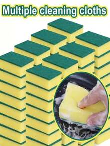 12pcs Dishwashing Sponge, Scouring Pad, Dishwashing Cloth, Kitchen Cleaning, Bowl Brushing, Pot Brushing, Magic Wiping, Household High - 軍綠色 - 查看 7