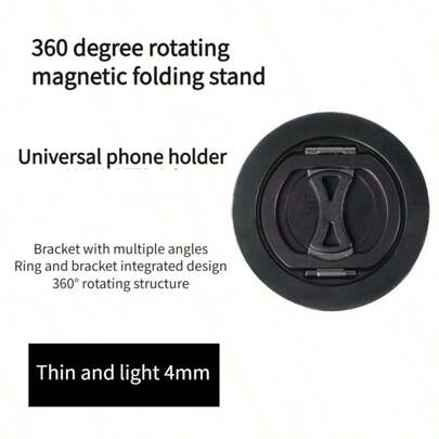 New Ultra-Light & Ultra-Thin Multi-Functional 3-Layer 360° Rotating Magnetic Aluminum Alloy Phone Stand, Phone Ring Holder, Foldable Metal Desktop Slouchy Phone Holder, Compatible With Magnetic Phone Cases, Compatible With Apple, Comes With 1 Magnetic Sticker