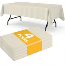Plastic Table Cloth Disposable 8 Pack, 54 X 108 Inch Table Cloths, Party, Wedding, Thanksgiving Decorations, Fall Tablecloths, Rectangle, Beige Plastic Cover, Leakproof & Sturdy, Cream, Ivory - 象牙白色 - 查看 9