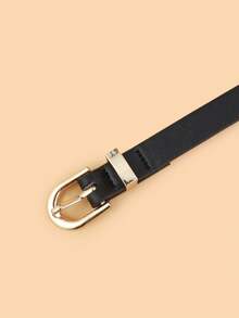 1pc Kids New Slim Waist Belt, High-Quality PU Waist Belt For Jeans, Dresses, Student Waist Belt - Black - View 6