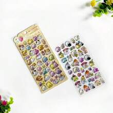 可爱幽灵一家卡通3D立体浮雕贴纸，趣味透明防水水晶贴纸 - 彩色 - 查看 6