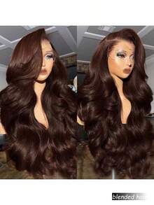 28 Inch Body Wave Lace Front Wigs Human Blended Hair Pre Plucked Glueless Wigs 13x4 HD Body Wave Lace Front Wigs Human Blended Hair For Women 180% Density Lace Closure Wigs Brown - Brown - View 4