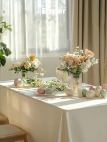 Plastic Table Cloth Disposable 8 Pack, 54 X 108 Inch Table Cloths, Party, Wedding, Thanksgiving Decorations, Fall Tablecloths, Rectangle, Beige Plastic Cover, Leakproof & Sturdy, Cream, Ivory - 象牙白色 - 查看 3