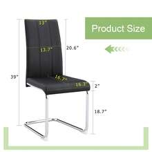 MUUOKY 2026 New Dining Chairs Set Of 2, Modern Faux Leather Upholstered Dining Room Chairs With Thick Cushioned Seat And Backrest, Sturdy Metal Legs Kitchen Side Chairs For Small Space Apartment And Living Room, Easy Assembly, Perfect For Christmas And Thanksgiving Decor - 黑色+銀色 - 查看 4