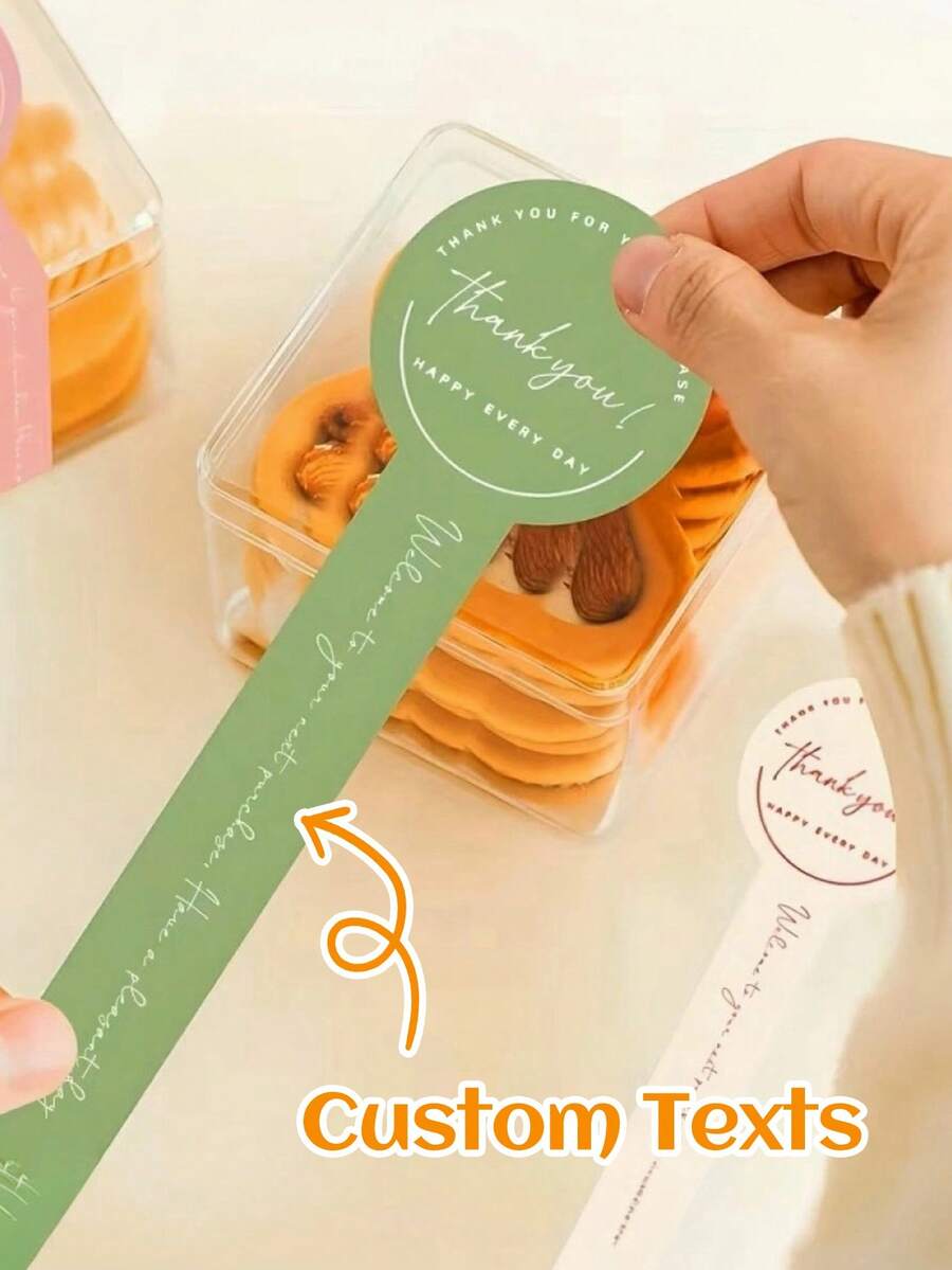 40/100pcs Customized Long Strip Stickers, Sealing Labels For Handmade Baking, Striped Long Lollipop Labels With Customizable Photo And Text Space, Adhesive Stickers For Bakeries, Handicrafts, Gift Labels, Small Business Labels - Multicolor - View 1