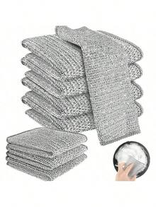 5/10pcs Multi-Purpose Magical Cleaning Cloths, Enlarged Mesh Dishcloth, Wet & Dry Use, Microfiber Cleaning Cloths Suitable For Metal, Kitchen, Tableware - Square - View 12