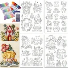 Cartoon House Water-Soluble Embroidery Stabilizer Sticker, Pre-Printed Plant Pattern, Clothing Embroidery Transfer Sticker - A - View 1