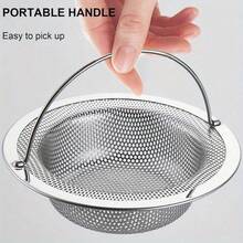 [Stainless Steel Sink Strainer] Stainless Steel Kitchen Sink Strainer With Handle - Large Wide Rim 4.37" Diameter Drain Strainer For Kitchen Sinks (1pc) - A - View 2