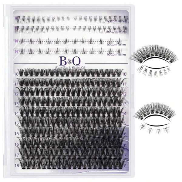 B&Amp;Qaugen Lash Clusters With Bottom Lashes 10-18mm 40D D Curl Individual Lashes Cluster Eyelash Clusters Wispy With 2 Styles Bottom Lash Extension DIY Lash Extensions At Home (40D-D-MIX10-18)