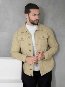 Men's High Quality Winter Premium Denim Jacket - 米色 - 查看 7