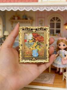1:12比例迷你复古风格油画框模型 - 欧式金雕装饰油画模型，多种风格和设计，适合口袋场景装饰和DIY微缩景观装饰 - 7.7*6.5cm - 查看 11