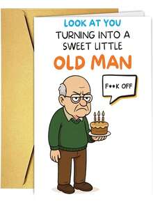 1pc Funny Birthday Cards For Men, Humorous Rude Birthday Card For Dad Husband Brother & Male Friend, Hilarious Birthday Cards With Sweet Little Old Man Design, Funny Birthday Gifts For Men - View 4