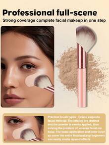11pcs/1pc Complete Makeup Brush Set Includes 7 Soft Brushes-Such As A Translucent Powder Brush, Blush Brush, Contour Brush, Highlighter Brush, Foundation Brush, Nose Contour Brush, And Eyeshadow Brush-Plus 3 Triangular Beauty Sponges And 1 Brush-Cleaning Bowl; Ideal For Beginners, Professional Makeup Application, And Novice Beauty Practice. - Pink - View 2