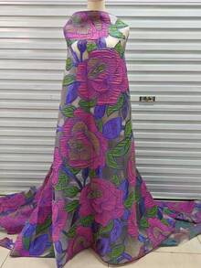 法式刺绣提花蕾丝面料，2026年最新款非洲花卉提花蕾丝，高品质尼日利亚女士吊带蕾丝，艺术手工婚礼派对礼服面料，优雅的云锦非洲云锦提花蕾丝面料，仅限手洗，花卉图案，1码/5码。 - A - 查看 2