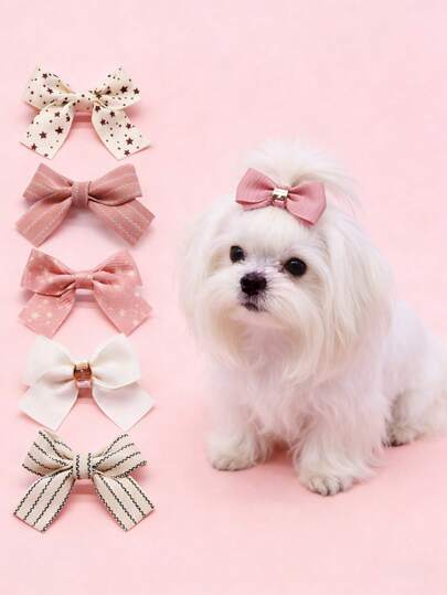 2/4/8件套宠物蝴蝶发夹套装，狗狗毛发配饰，猫咪发夹，可爱蝴蝶结装饰，适合法国斗牛犬和猫咪，节日装饰（颜色随机）