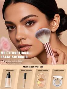 11pcs/1pc Complete Makeup Brush Set Includes 7 Soft Brushes-Such As A Translucent Powder Brush, Blush Brush, Contour Brush, Highlighter Brush, Foundation Brush, Nose Contour Brush, And Eyeshadow Brush-Plus 3 Triangular Beauty Sponges And 1 Brush-Cleaning Bowl; Ideal For Beginners, Professional Makeup Application, And Novice Beauty Practice. - Pink - View 4