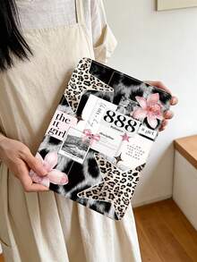 1pc Fashionable Leopard Print Patchwork Slogan Design Tablet Protective Case, Compatible With 10.2 Inch 2021/2020 10th/9th/8th Gen, (A16) 11 Inch 11th Generation 2025, Compatible With Samsung Galaxy Tab A8 10.5 Inch 2022, / Tablets, With Pencil Slot, Auto Sleep/Wake Cover - Multicolor - View 4