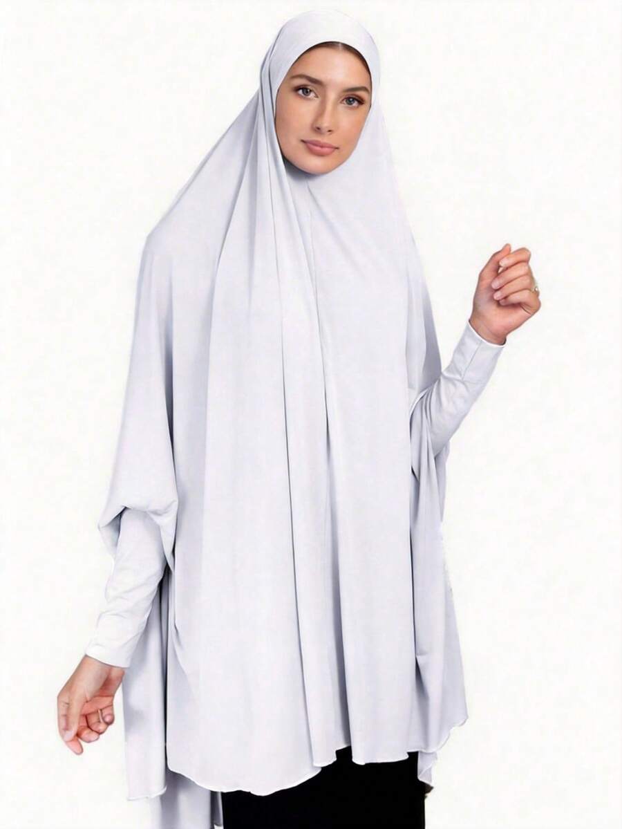 1 Stück einfarbiger, legerer, elastischer Polyester Schal, vielseitig für alle Jahreszeiten - Schwarz - Übersicht 1