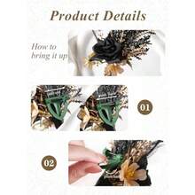 Corsage And Boutonniere Set - Black Wristlet For Men Prom Dark Wrist Corsage For Goth Wedding Ceremony - Black-gold - View 6