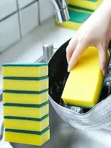 12pcs Dishwashing Sponge, Scouring Pad, Dishwashing Cloth, Kitchen Cleaning, Bowl Brushing, Pot Brushing, Magic Wiping, Household High - 軍綠色 - 查看 2