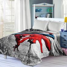 Marvel Spider-Man Themed Flannel Blanket, Featuring A Black, White And Gray Spider Web Tunnel Design, Highlighting The Dynamic Scene Of Spider-Man Traversing Perilous Environments. This Soft And Warm Blanket Can Be Used As A Sofa Cover, Nap Blanket, Or Bedding Decor. - Multicolor - View 4