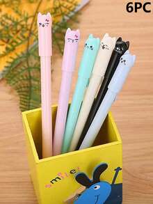 8支/套 可爱小猫主题中性笔,创意卡通猫咪摇尾巴设计,黑/蓝墨水,圆珠笔,签名笔,文具,返校季,节日礼物 - 彩色 - 查看 11