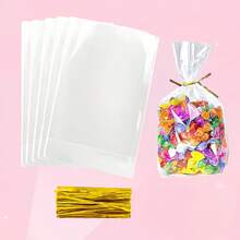 35PCS Clear Bottom Gusset Cellophane Gift Bag With Golden Kink, Cello Packaging For Party Gift And Wedding Gift Packaging - View 9